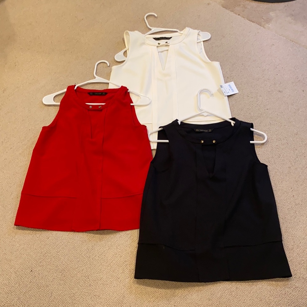 3 Zara Basic Sleeveless Tops Small